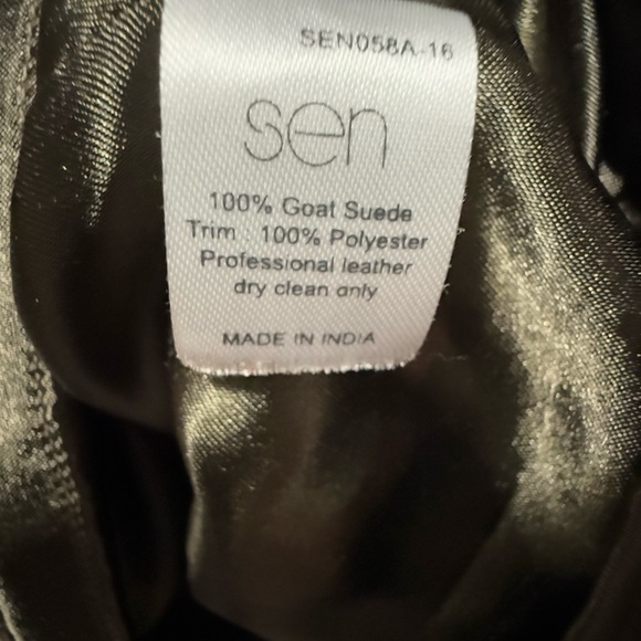 Sen Olive Green Goat Suede Shift Dress Neutral Size L Boho Cowgirl Luxury - Picture 7 of 7